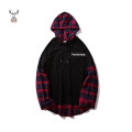 Custom plaid sweatshirts clothing manufacturers pullover mens hoodies